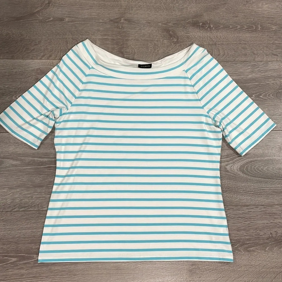 Talbots Striped Boat Neck Half Sleeve Top M - Picture 3 of 10